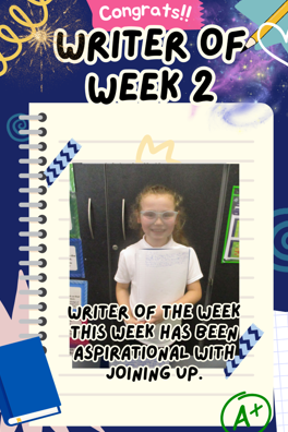 Photo of Writer of the Week - "Has been aspirational in joining up"