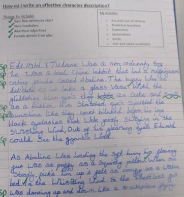 Photo of children's English work