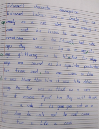 Photo of children's English work
