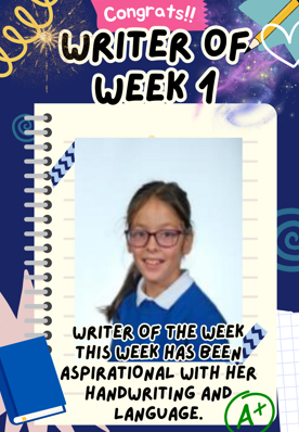 Poster of writer of the week