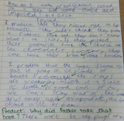 Photo of children's English work