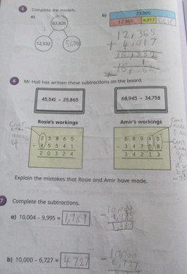 Photos of children's maths  work