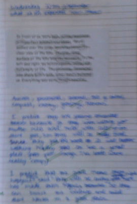 Photos of children's English work