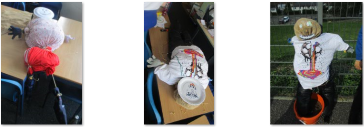 Photos of children's scarecrows