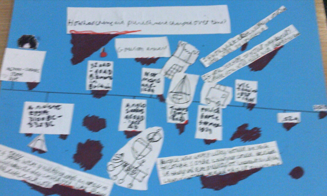 Photos of children's crime and punishment posters