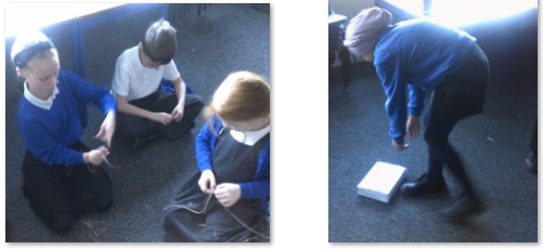 Photos of children's Victorian prison role-play.