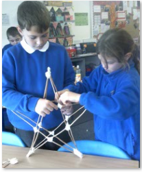 Photos of children making lanterns
