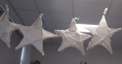 Photos of children making lanterns