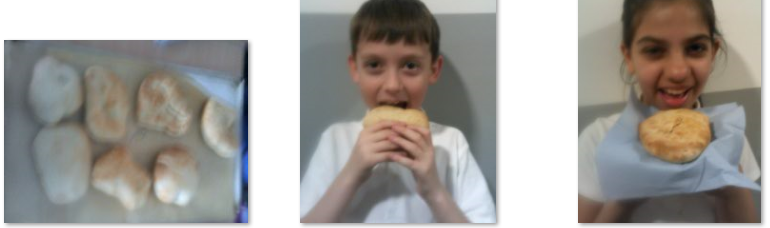 Photos of children making pittas