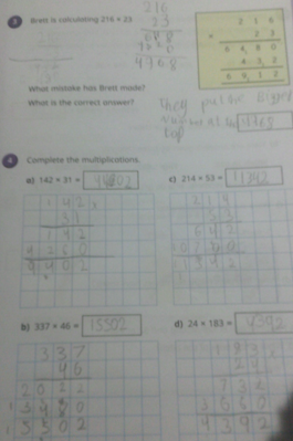 Photo of children's Maths work