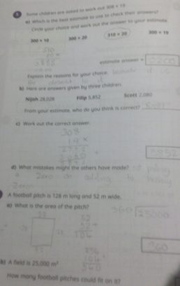 Photo of children's Maths work