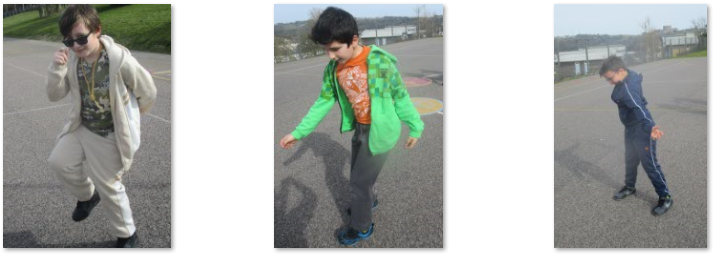 Photos of children dressed up and dancing for Comic Relief