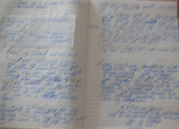 Photos of children's letter writing