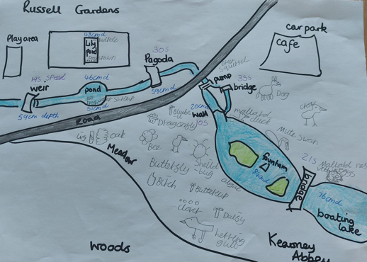 Photo of children's map work of Kearsney Abbey