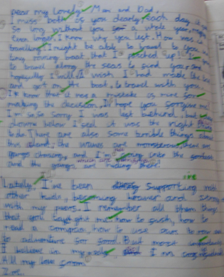 Photos of children's letter writing