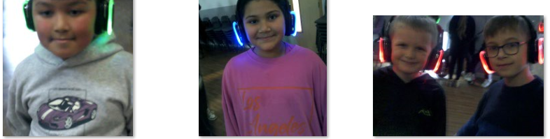 Photos of children at silent disco