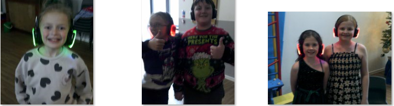 Photos of children at silent disco