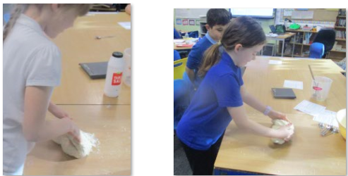 Photos of children making and eating pitta breads