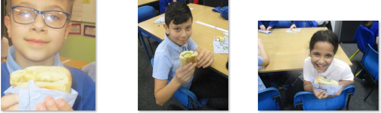 Photos of children making and eating pitta breads