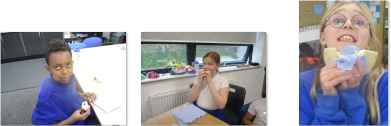 Photos of children making and eating pitta breads
