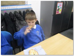 Photos of children making and eating pitta breads