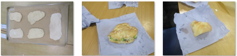 Photos of children making and eating pitta breads