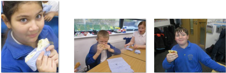Photos of children making and eating pitta breads