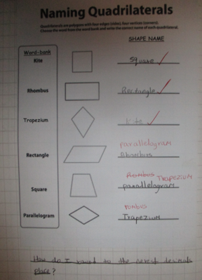 Photo of maths work