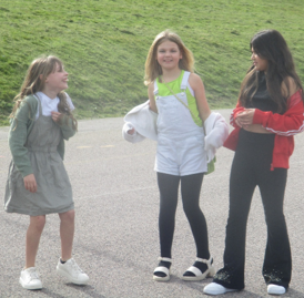 Photo of children dressed up and dancing for Red Nose Day