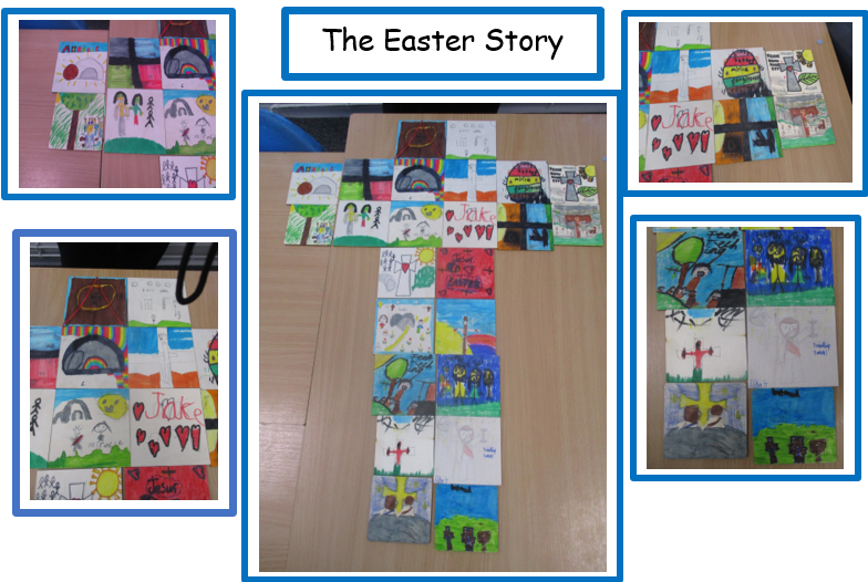 Photos of  children's work on the Easter story