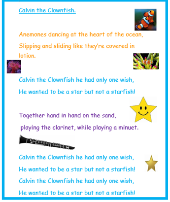 Photo of song lyrics composed by the children