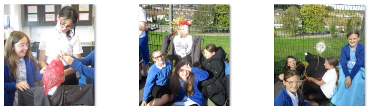 Photos of children making scarecrows