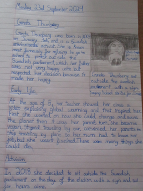 Photos of children's English work