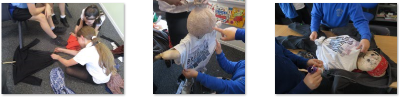 Photos of children making scarecrows