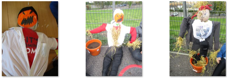 Photos of children making scarecrows