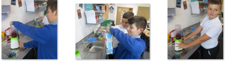 Photos of children making smoothies