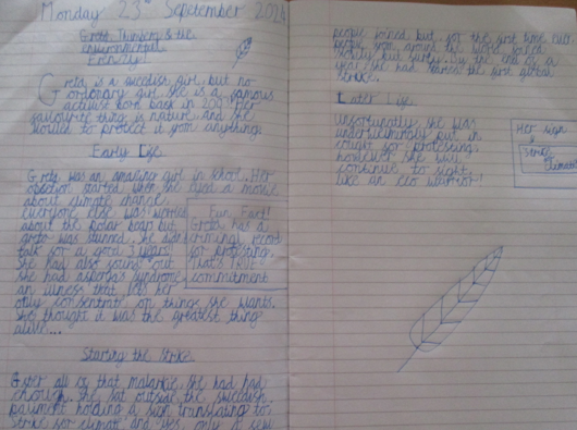 Photos of children's English work