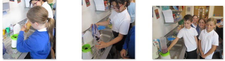 Photos of children making smoothies