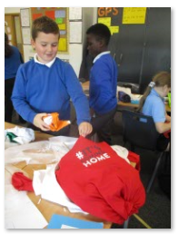 Photos of children making scarecrows