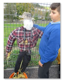 Photos of children making scarecrows