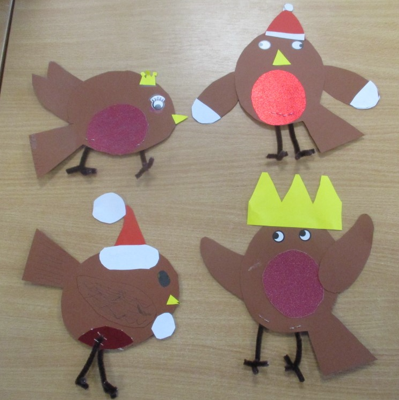 Photos of children making Christmas decorations