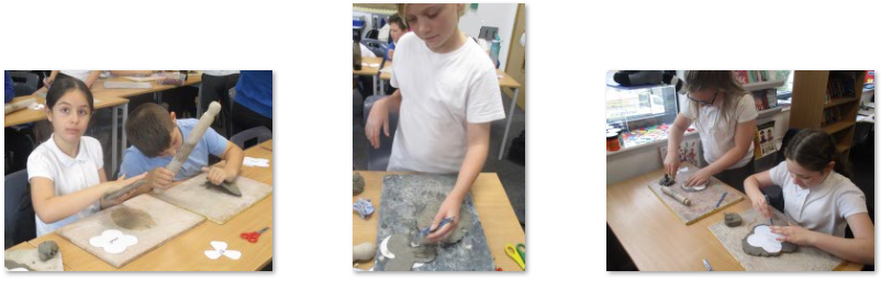 Photos of children making poppies