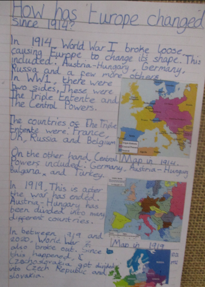Photos of children's WW1 work