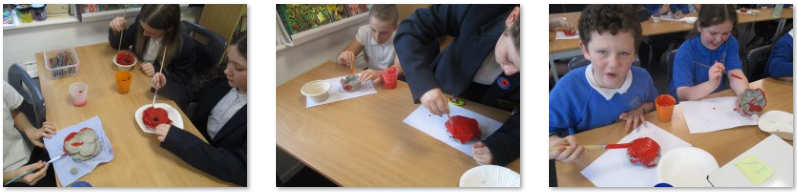 Photos of children making poppies