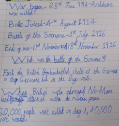 Photos of children's WW1 work