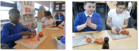 Photo of children making Mayan pots
