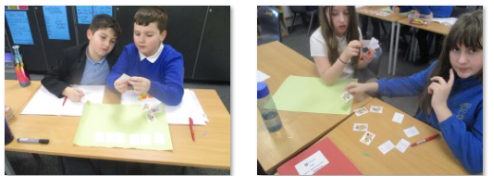 Photos of children researching Mayan gods