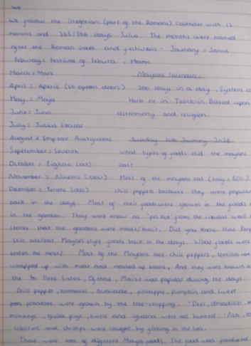 Photo of children's English work