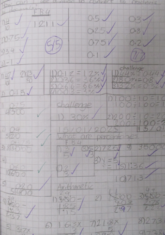 Photo of children's maths work