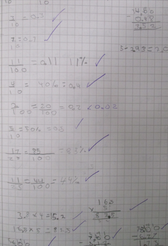 Photo of children's maths work